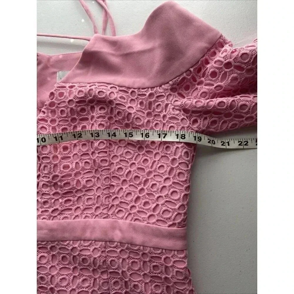 The 8th Sign Crochet lace Mini Dress Size 16 Pink Girlhoodcore Cottage Retro Mod - Picture 11 of 14